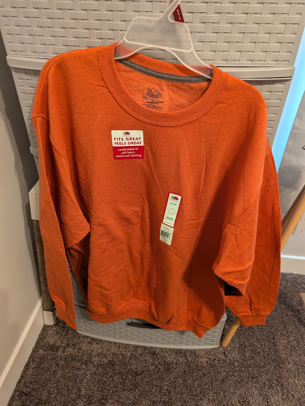 Fruit of the Loom Orange Crewneck Sweatshirt for Men